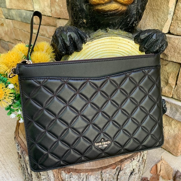 kate spade Handbags - Authentic KATE SPADE Quilted smooth leather zip pouch/wristlet